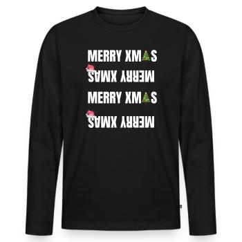 Joyeux Noël Noël tenue Hohoho hiver - T-shirt manches longues Premium bio Homme - noir - Devant - Nico (187cm)