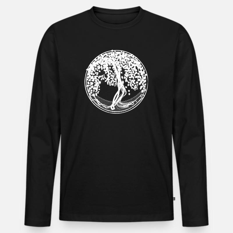 Kreisbaum Silhouetten - Männer Premium Bio Langarmshirt - Schwarz