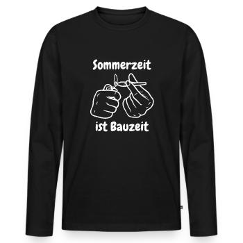Sommerzeit ist Bauzeit - Männer Premium Bio Langarmshirt - Schwarz - Vorne - Nico (187cm)