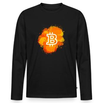 Bitcoin Crypto Cryptocurrency Splash - Männer Premium Bio Langarmshirt - Schwarz - Vorne - Nico (187cm)