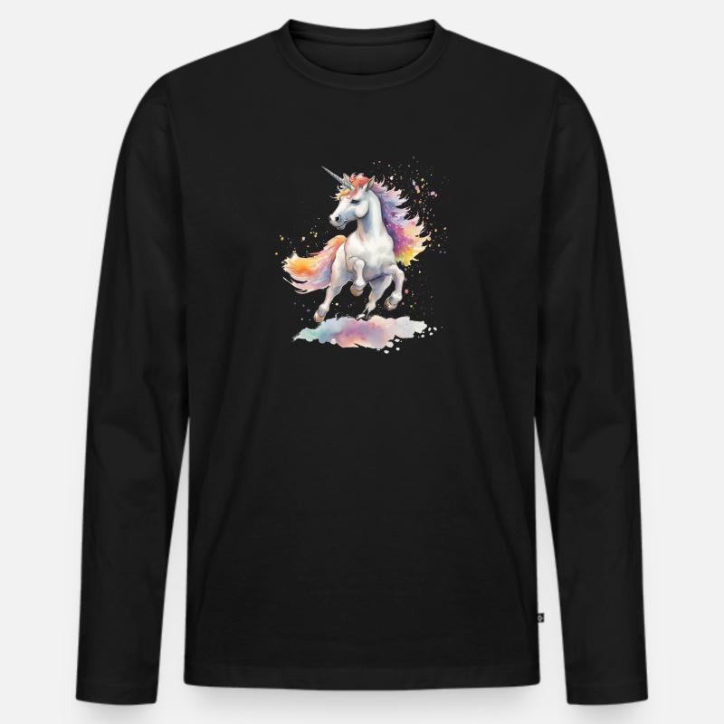 tanzendes Einhorn - Männer Premium Bio Langarmshirt - Schwarz