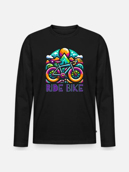 Cycling - Ride Bike design - Men's Premium Organic Long Sleeve Shirt - black