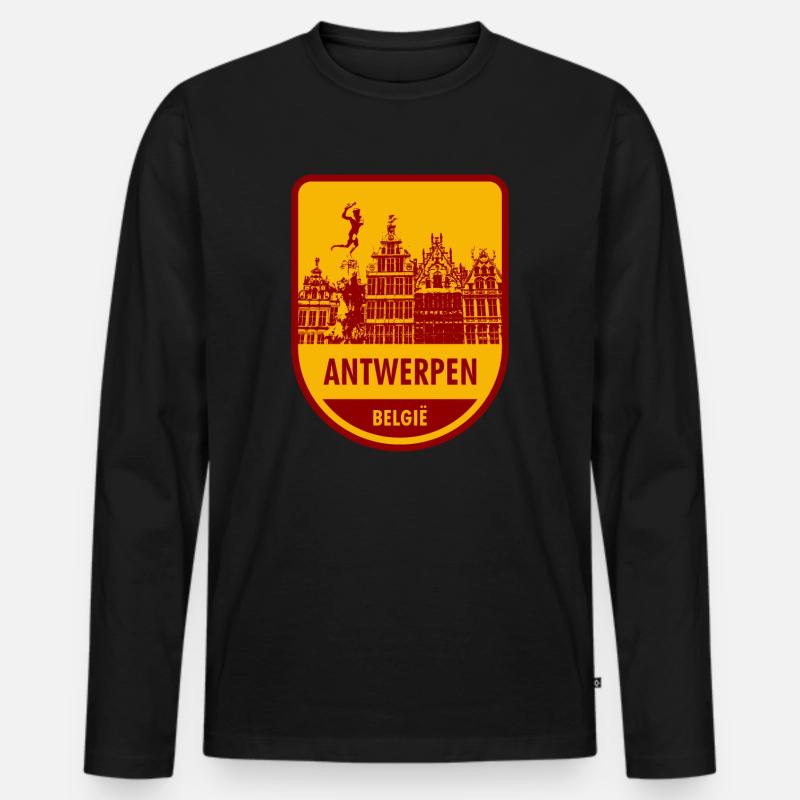 Antwerpen België - Männer Premium Bio Langarmshirt - Schwarz