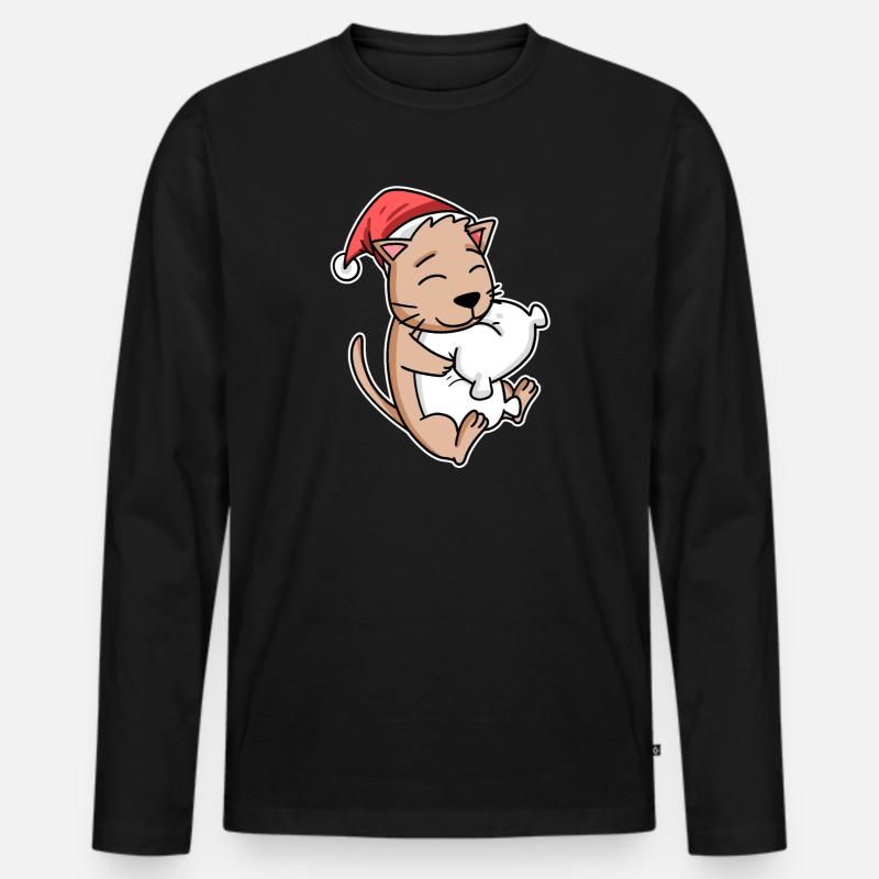 Katze - Männer Premium Bio Langarmshirt - Schwarz