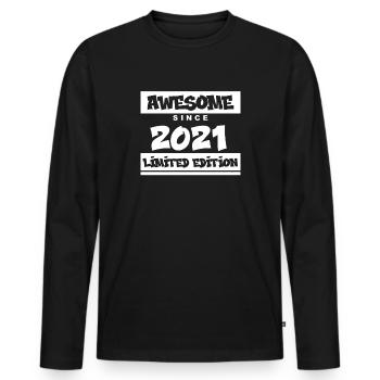 2021 - Année 2021 - Année 2021 - T-shirt manches longues Premium bio Homme - noir - Devant - Nico (187cm)