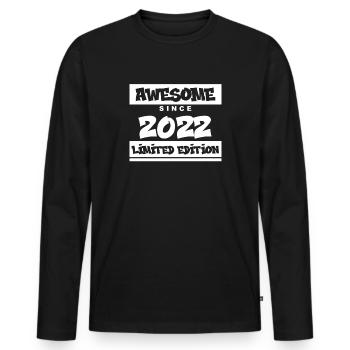 2022 - Jahrgang 2022 - Baujahr 2022 - Männer Premium Bio Langarmshirt - Schwarz - Vorne - Nico (187cm)