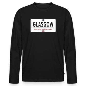 Glasgow Ortsnamensschild - Männer Premium Bio Langarmshirt - Schwarz - Vorne - Nico (187cm)