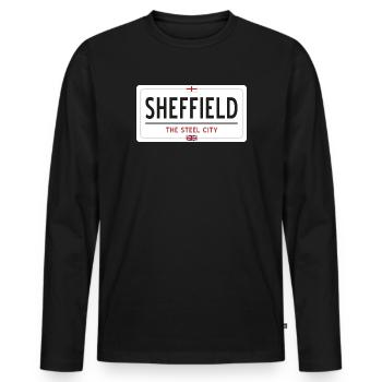 Panneau de la ville de Sheffield - T-shirt manches longues Premium bio Homme - noir - Devant - Nico (187cm)