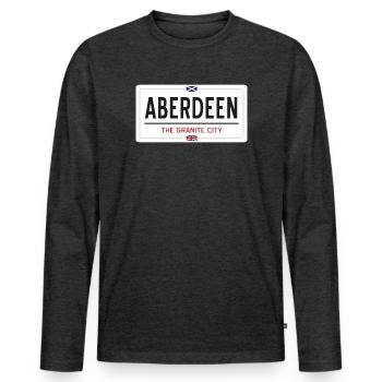 Panneau de la ville d’Aberdeen - T-shirt manches longues Premium bio Homme - anthracite chiné - Devant - Nico (187cm)