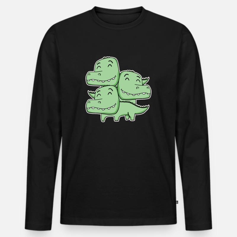 Korkodil Motiv - Männer Premium Bio Langarmshirt - Schwarz