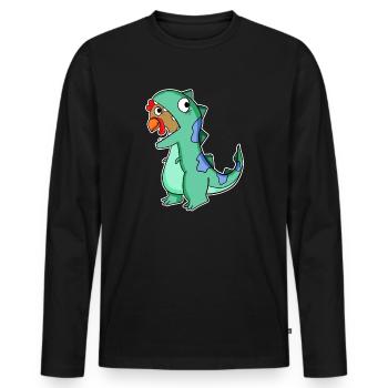 Déguisement de dinosaure poulet - T-shirt manches longues Premium bio Homme - noir - Devant - Nico (187cm)