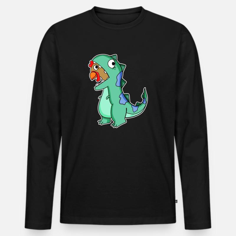 Huhn Dinosaurier Kostüm - Männer Premium Bio Langarmshirt - Schwarz