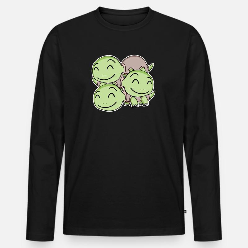 Schildkröte Motiv - Männer Premium Bio Langarmshirt - Schwarz