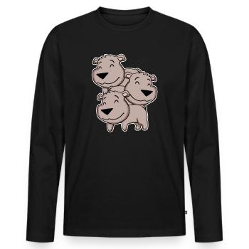 Brown Bear Motif Bear - Men's Premium Organic Long Sleeve Shirt - black - Front - Nico (187cm)