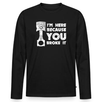 Job Statement Workaholic Mechaniker Arbeiter - Männer Premium Bio Langarmshirt - Schwarz - Vorne - Nico (187cm)