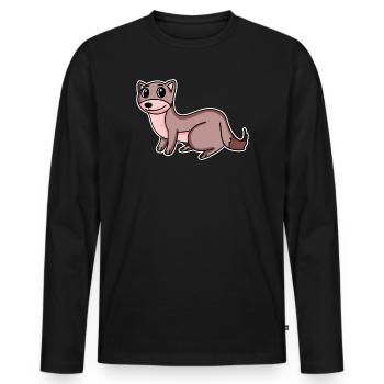 Motif de belette - T-shirt manches longues Premium bio Homme - noir - Devant - Nico (187cm)