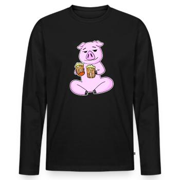 Pork with beer - Men's Premium Organic Long Sleeve Shirt - black - Front - Nico (187cm)