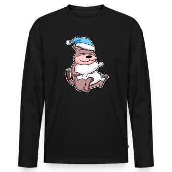 Weasel with pillow and sleepy cap - Men's Premium Organic Long Sleeve Shirt - black - Front - Nico (187cm)