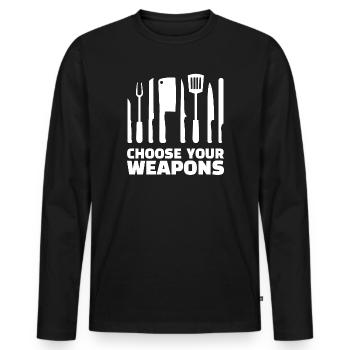 Chefkoch Statement Karriere Workaholic Job Arbeit - Männer Premium Bio Langarmshirt - Schwarz - Vorne - Nico (187cm)