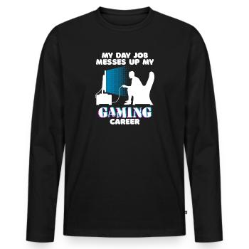 Gamer Carrière Travail Emploi Employé - T-shirt manches longues Premium bio Homme - noir - Devant - Nico (187cm)