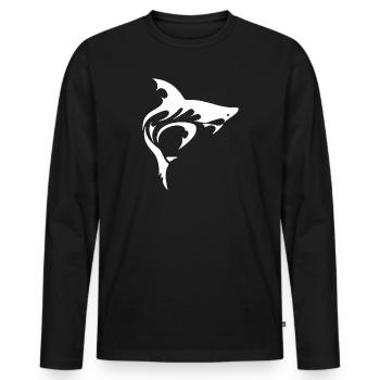 SHARK - Männer Premium Bio Langarmshirt - Schwarz - Vorne - Nico (187cm)