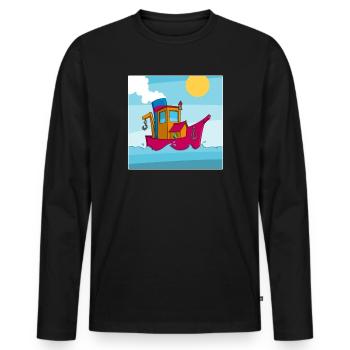 Image colorée d’un remorqueur amusant - T-shirt manches longues Premium bio Homme - noir - Devant - Nico (187cm)