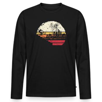 Horizon de la ville Coucher de soleil - T-shirt manches longues Premium bio Homme - noir - Devant - Nico (187cm)
