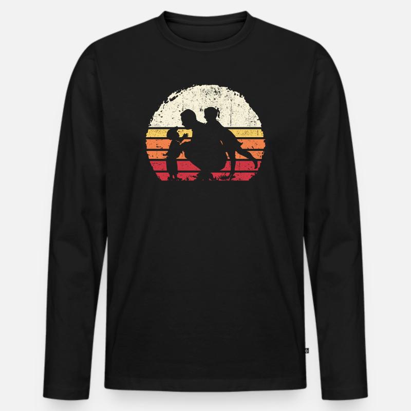 Sunset Trio Silhouette - Männer Premium Bio Langarmshirt - Schwarz