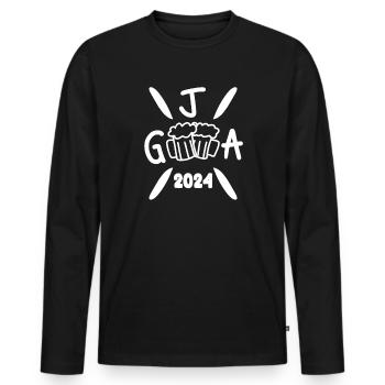 2024 Junggesellenabschied Crew Feier - Männer Premium Bio Langarmshirt - Schwarz - Vorne - Nico (187cm)
