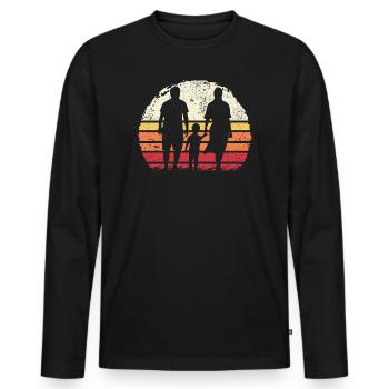 Family Silhouette at Sunset - Men's Premium Organic Long Sleeve Shirt - black - Front - Nico (187cm)