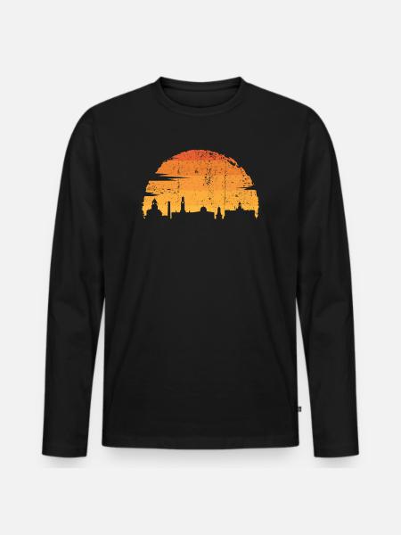 Sunset Skyline Silhouette - Men's Premium Organic Long Sleeve Shirt - black
