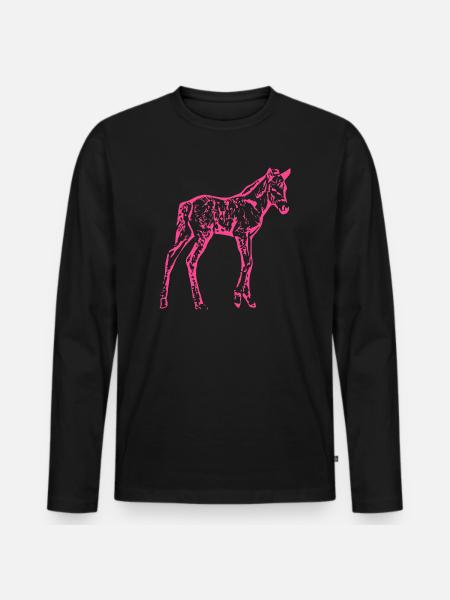 Cheval rose rose - T-shirt manches longues Premium bio Homme - noir