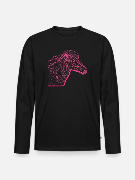 Cheval rose rose - T-shirt manches longues Premium bio Homme - noir