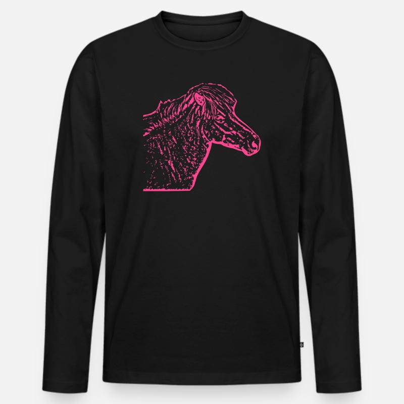 Pferd rosa pink - Männer Premium Bio Langarmshirt - Schwarz