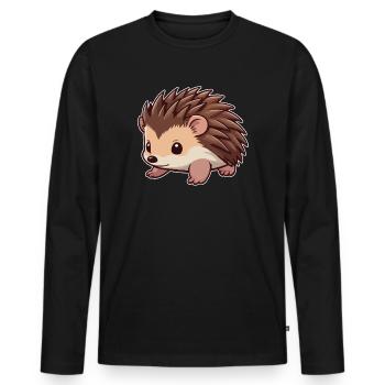 Mignon animal hérisson - T-shirt manches longues Premium bio Homme - noir - Devant - Nico (187cm)