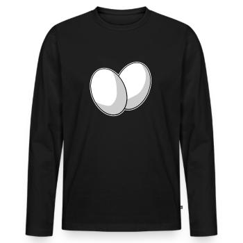 Ei Eier - Männer Premium Bio Langarmshirt - Schwarz - Vorne - Nico (187cm)