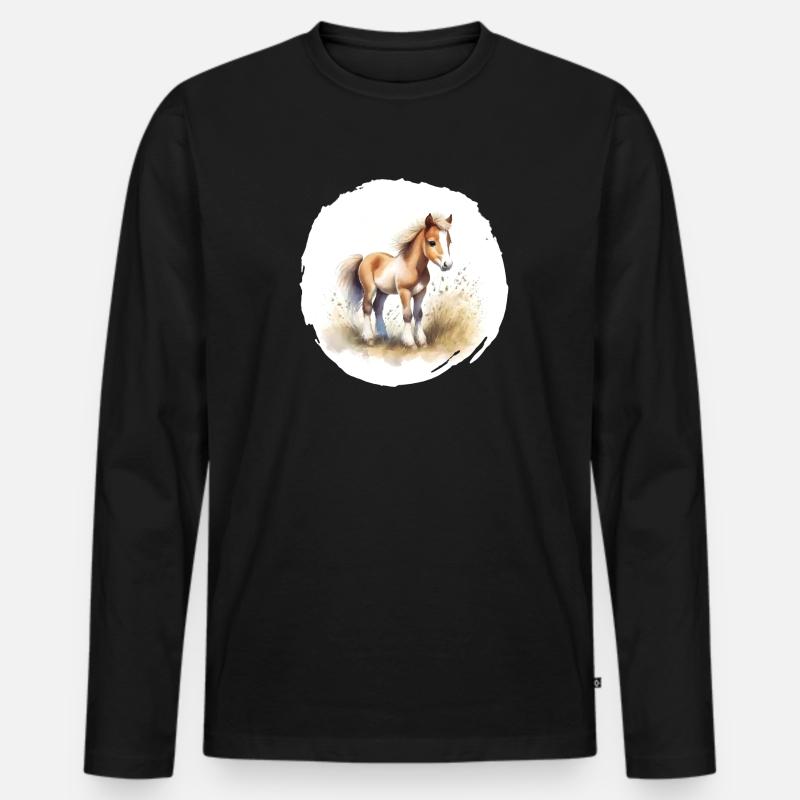 Puledro Acquerello - Maglia a manica lunga ecologica premium da uomo - nero