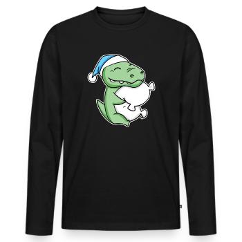 Crocodile with pillow and sleepy cap - Men's Premium Organic Long Sleeve Shirt - black - Front - Nico (187cm)