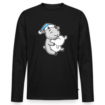 Goat with pillow and sleepy cap - Men's Premium Organic Long Sleeve Shirt - black - Front - Nico (187cm)