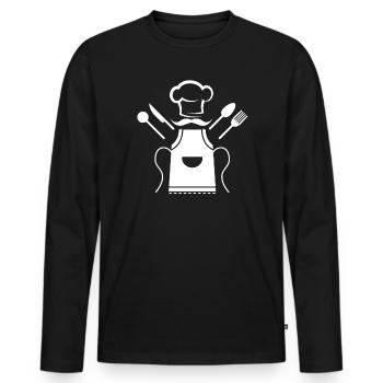 Kochen, kochen, super kochen - Männer Premium Bio Langarmshirt - Schwarz - Vorne - Nico (187cm)
