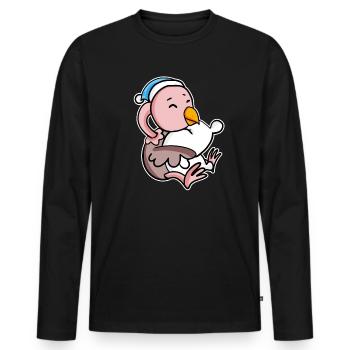 Ostrich with pillow and sleepy cap - Men's Premium Organic Long Sleeve Shirt - black - Front - Nico (187cm)