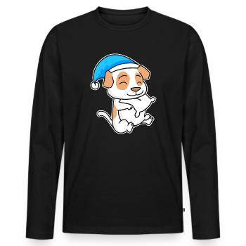 Jack Russell Terrier Sleeping Fatigue Dog - Men's Premium Organic Long Sleeve Shirt - black - Front - Nico (187cm)