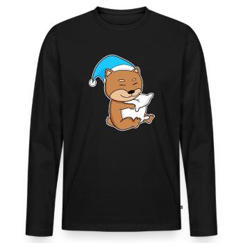 Shiba Inu Sleeping Fatigue Dog - Men's Premium Organic Long Sleeve Shirt - black - Front - Nico (187cm)