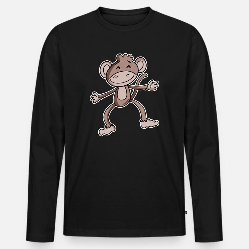 Affe - Männer Premium Bio Langarmshirt - Schwarz