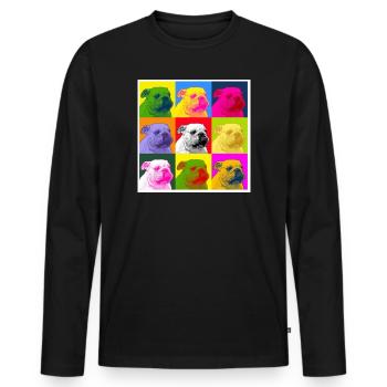 A bulldog - T-shirt manches longues Premium bio Homme - noir - Devant - Nico (187cm)