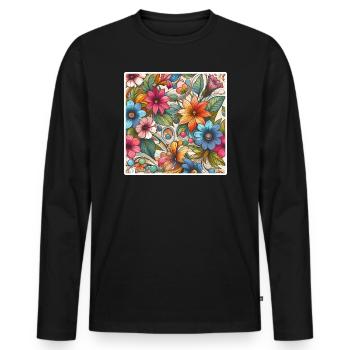 Colorful Plant Flowers - Men's Premium Organic Long Sleeve Shirt - black - Front - Nico (187cm)