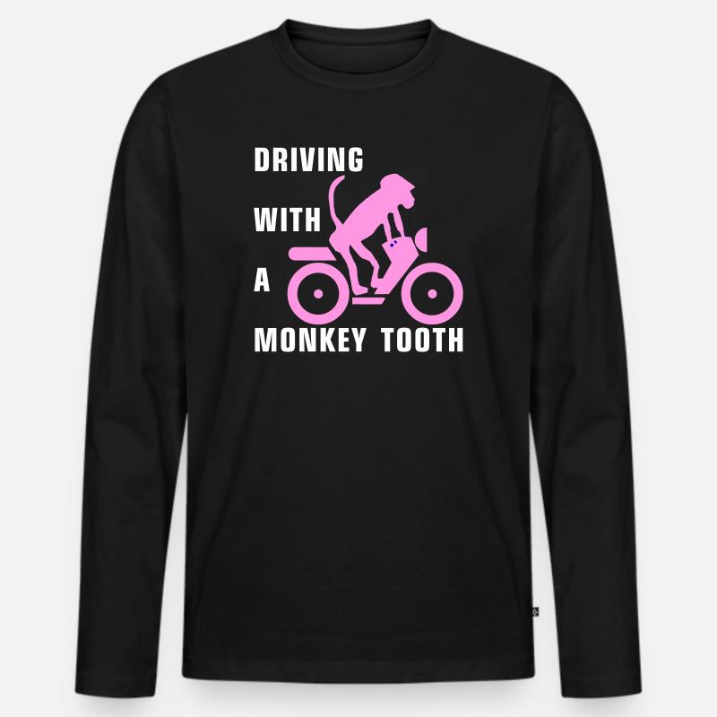 Driving with a monkey tooth - Affenzahn - Männer Premium Bio Langarmshirt - Schwarz