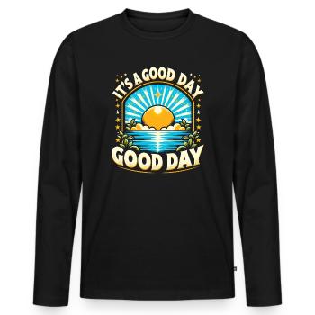 C’est une bonne journée pour une bonne journée - Soleil et mer - T-shirt manches longues Premium bio Homme - noir - Devant - Nico (187cm)
