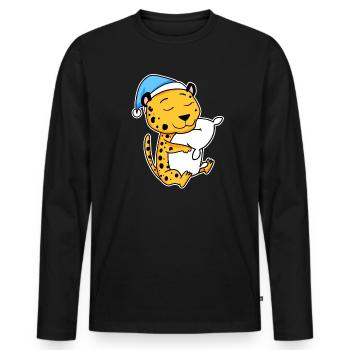 Cheetah with pillow and nightcap - Men's Premium Organic Long Sleeve Shirt - black - Front - Nico (187cm)