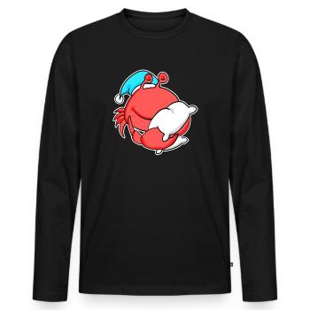 Crab with pillow and sleepy cap - Men's Premium Organic Long Sleeve Shirt - black - Front - Nico (187cm)